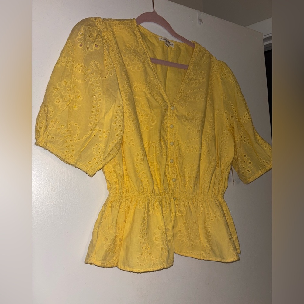 Yellow Eyelet Women's Top